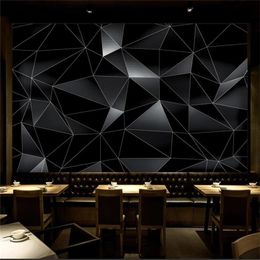 Custom Modern Abstract 3D Black Geometric Photo Wall Paper Room 3d Wallpapers