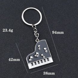 Mini Piano Keychain Men Women Unisex Trendy Creative Bag Pendants Silver Colour Metal Car Key Rings Holder Trinket Christmas Gift