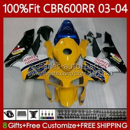 OEM Bodywork For HONDA CBR Yellow blue 600CC 600RR 600F5 03-04 Body 71No.129 CBR600F5 CBR 600 RR F5 CC 2003 2004 CBR-600 CBR600 RR CBR600RR 03 04 Injection Mould Fairing