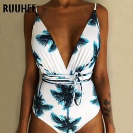 RUUHEE Swimwear One Piece Swimsuit Women Sexy V-Neck Bodysuit Bathing Suit Backless Swimming Suit For Women Pads Swimwear 2019 T200708