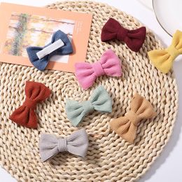 2.7Inch Cotton Hair Bow With Clip For Girl Handmade Bowknot Barrettes Headwear Kids Hair Accessories