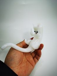 Vintage New White Funny Glass Bong Water smoking hookah pipe Dab Rigs can put customer logo by DHL UPS CNE