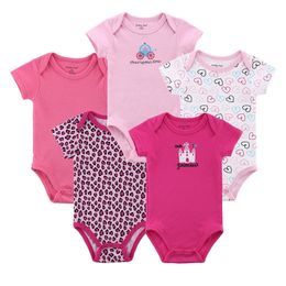 5 pcs/ lot Mother Nest Baby Pyjamas Newborn Baby Rompers Infant Cotton Short Sleeve Clothing Boy Girl Wear Overall 201027
