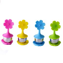 Flower Tea Infuser Silicone Stainless Steel Tea Ball Leaf Tea Strainer for Brewing Device Herbal Spice Philtre Kitchen Tools