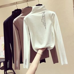 PEONFLY Jumper Women Turtleneck Sweaters Streetwear Knitted Letters Fashion Long Sleeve Pullovers Tops Female Sexy Slim Clothes LJ201017