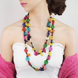 2020 Handmade Wood Beaded Long Necklaces For Women Bohemia Beads Collar Statement Necklaces Fashion Jewelry