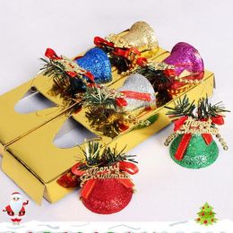 Color Hot Sales 2020 Christmas Decoration Dusting Plastic Bell Christmas Tree Accessories 6 Pcs /Set Christmas Bells in Stock
