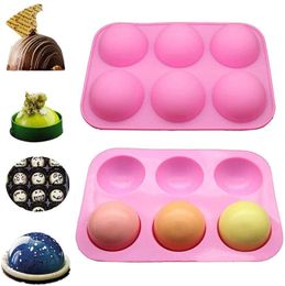 6 Holes Silicone Baking Mould for Baking 3D Bakeware Chocolate Half Ball Sphere Mould Cupcake Cake DIY Muffin Kitchen Tool EEF3682