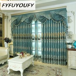 FYFUYOUFY European style curtain for living room bedroom windows fabric Luxurious embroidery tulle curtains blackout curtains LJ201224