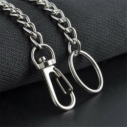 38cm Long Metal Wallet Belt Chain Rock Punk Trousers Hipster Pant Jean Keychain Silver Ring Clip Keyring Men's HipHop Jewellery