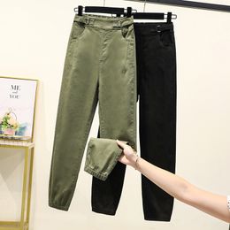 Cargo Pants Women High Waist Plus Size Loose Casual Elastic Waist Ankle-length Trousers Women Black Army Green 4xl 5xl 201012
