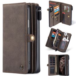 Caseme Multifunction Wallet Retro Leather Cases Flip Magnetic For iPhone 13 12 11 Pro Max XR 8 Plus Samsung Galaxy S20 S21 Ultra Note 20 A51 A71 A52 A72 Big Capacity