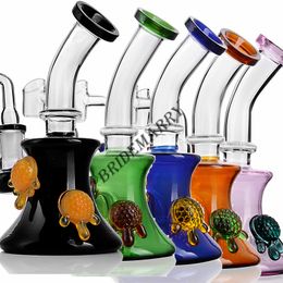 Colorful Turtle Beaker Bong Glass Bubbler Showerhead Perc Bent Neck Vapor Hookah Water Pipe 14mm Joint Banger Glass Bongs