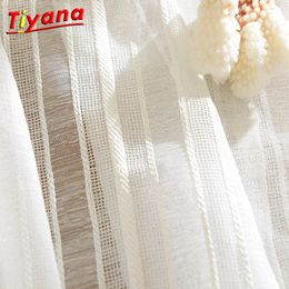 White Striped Tulle Curtians Kitchen Curtain Sheer Curtains Curtains Panels Cortinas Para Sala Living Curtain WP277-30 Y200421
