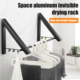 Multifunction Folding Clothes Hanger Wall Mounted Clothes Rail Drying Rack Clothes Storage Towel Rack Hanging Self For Kitchen 201111