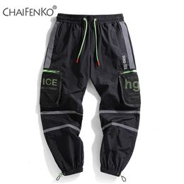 CHAIFENKO New Hot Hip Hop Streetwear Beam Foot Cargo Pants Jogger Leisure Sports Trousers Men Fashion Reflective Men Pants 201217