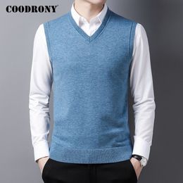 COODRONY Brand Sweater Men Autumn Winter Soft Warm Vest Men Clothing New Arrival Casual V-Neck Sleeveless Pull Homme C1165 201124