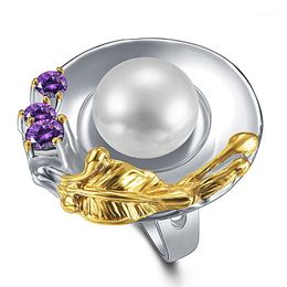 Wedding Rings Brand Original Big Feminine For Women Ladies Elegant Party Pearl Zircon Jewellery Fashion 1