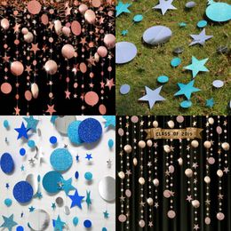 Stars Circular Shaped Sequins Ornament Golden Onion Mirror Wedding Party Flag Pulling Flower Drawing Blue Decoration New Arrival 3 2sc J2