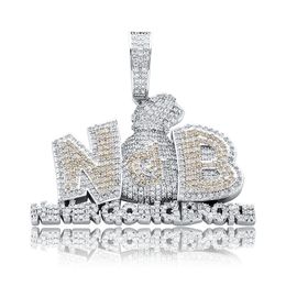 Hip Hop Iced Out Zircon Necklace Letter MBM Money Bag White Gold Plated Mens Bling Jewelry Gift