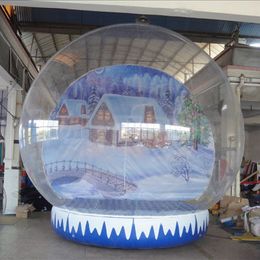 Christmas Snow Ball 4m High Clear Xmas Inflatable Showing Globe with Custom Background Free Pump Free Shipping