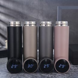 500ml Stainless Steel Thermos Bottle Intelligent Temperature Display Thermos Mug Portable Business Gift Cup Water Bottle Custom 201109