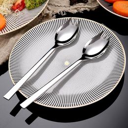 304 Stainless Steel Spoon Fork Creative Dual-purpose Salad Spoon Noodles Spoon Creative Portable Tableware