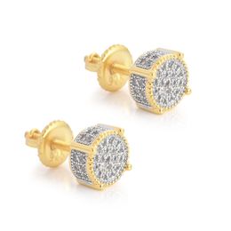 Unisex Fashion Women Mens Earrings Hip Hop Bling Diamond Stud Earings Iced Out Bling CZ Rock Punk Round Wedding Gift