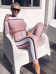 winter autumn pink two piece set Jogging femme tracksuit for women outfits matching set together survetement pink 2 piece set 201119