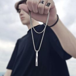 Pendant Necklaces 2022 Simple Fashion Unisex Black Rectangle Necklace Men Trendy Chain Jewelry Gift