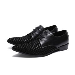 Italian Leather Mens Dress Shoes Pointed Toe Black Business Leather Shoes Lace-up Formal Dress Shoes, Big US6-US12
