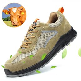 1 Pair Black Khaki Adults Anti-slip Breathable Stab-resistant Insulated Steel Toe Shoes Boots Sneakers Workplace Safety Supplies Y200915