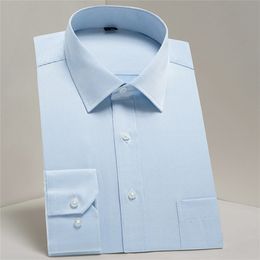 Oversized shirt S~8xl Men's Twill Dress Shirts Long Sleeve regular fit office business mens social shirts with chest pocket 220309