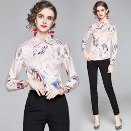Boutique Shirt Womens Blouse Long Sleeve Printed OL Shirt 2021 New Shirt Fashion Elegant Lady Tops