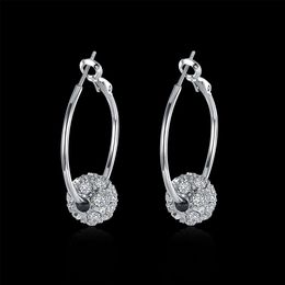 Hot sales 18K Gold/Platinum Plated Disco Ball Bead Hoop Earrings Genuine Austrian Crystal Fashion Costume Women Jewelry for women