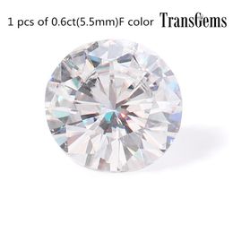 Transgems 1 Piece 5.5mm F Colour Moissanite Loose Stone Equivalent Diamond ct Weight 0.6ct Shiny Moissanite for Jewellery Making Y200620