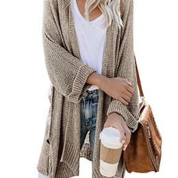 Unique Nature Women Knit Tops Casual Coat Solid Color Cardigan Sweater Warm Fashion Female Batwing Long Sleeve Outerwear 201130
