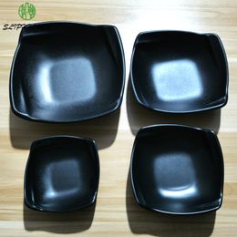 4/5/6/7 Inch Black Frost Square Soup Bowl Restaurant Hotel Tableware A5 Melamine Ware Imitation Porcelain Dinnerware