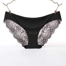 Lace Panties Low Rise Briefs Women Underwear panty solid Colour Sexy ice silk Lingerie Women Clothes will and sandy