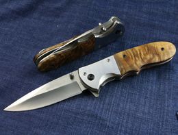Special Offer DA72 Pocket Folding blade knife camping knife 5CR13Mov Satin blade Wood + Steel handle survival knives