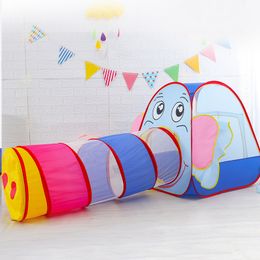 Children Cartoon Elephant Ocean Ball Wave Pool Baby Play House Sunlight Tunnel Toys Foldable Tent For Kids Baby Birthday Gifts LJ200923