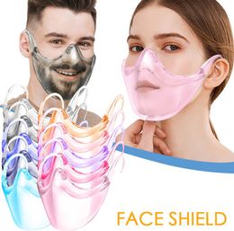 Transparent Protective Mask Shield PC Durable Face Shield Unisex Transparent Designer Mask Anti Splash Isolation Mouth Cover 9 Colours ZY71