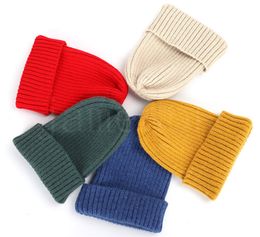 Winter Solid Colour Knit Beanie Women Fashion Casual Hat Warm Female Soft Thicken Hedging Cap Slouchy Bonnet Ski DB272