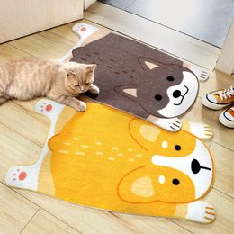 Funny Doormat Cute Cartoon Animal Shiba Inu Corgi Mats Wear-Resistant Anti-Skid Foot Pad Entrance Floor Rug Kitchen Carpet Home LJ201128