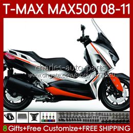 Motorcycle Body For YAMAHA T-MAX500 TMAX-500 MAX-500 T 08-11 Bodywork 107No.35 TMAX MAX 500 TMAX500 MAX500 08 09 10 11 XP500 2008 2009 2010 2011 Fairings White red