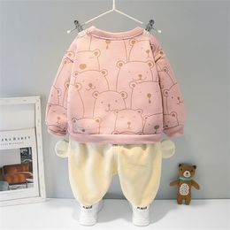 New Baby Autumn Winter Clothes Kids Boys Thicken T Shirt Girls Pants 2Pcs/sets Spring Children Infant Costume Toddler Tracksuit