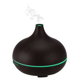 Anself 300ml Cool Mist Humidifier Digital Printed Wood Grain Ultrasonic Aroma Essential Oil Diffuser 7 Colours LED light Air Humidifier for H