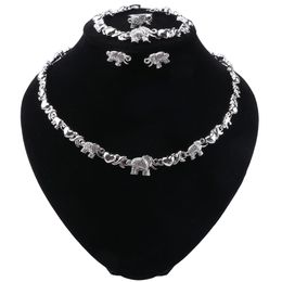 Newest African Dubai jewelry sets Nigerian Elephant Shape Crystal Necklace Earrings Set for Women Italian Accessories