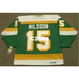 Men #15 KENT NILSSON Minnesota North Stars 1985 CCM Vintage RETRO Home Hockey Jersey or custom any name or number retro Jersey