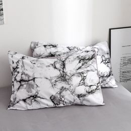 Cilected White/Black Marble Pattern Sanding Pillowcase Banana Leaf Printing Single Cover 50*70Cm Bedding Pillow Case 2Pc Y200104